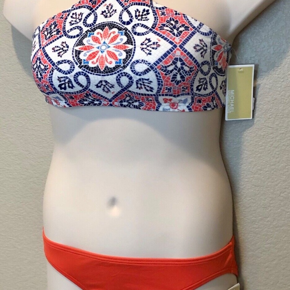 Michael Michael Kors's 2 Pc Santorini Sunset Beaded High Neck Halter Bikini Sz M